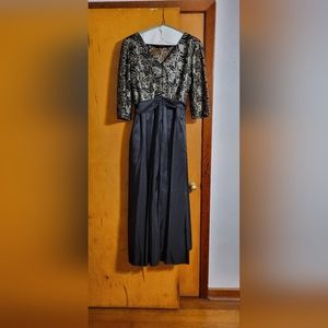 Black and Gold Taffeta Ball Gown